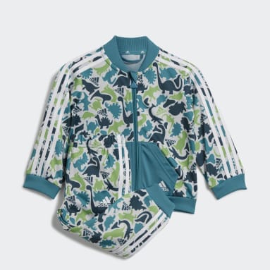 Survêtement Dino Camo Allover Print Shiny Polyester Gris Enfants Sportswear