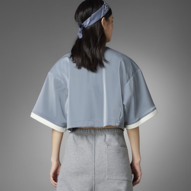 Women Originals Grey Blue Version High-Shine Crop Polo Shirt
