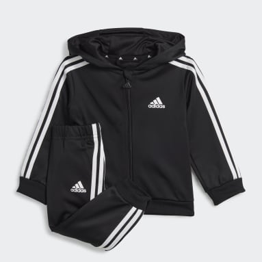 Kids Training Black Essentials Shiny Hooded Track Suit