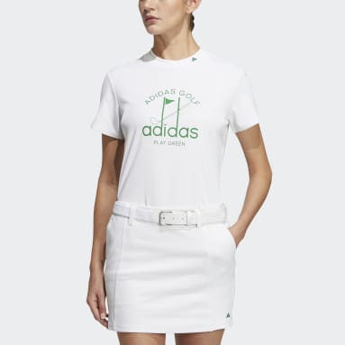 Women Golf White 에어로레디 플레이 그린 모크넥 셔츠