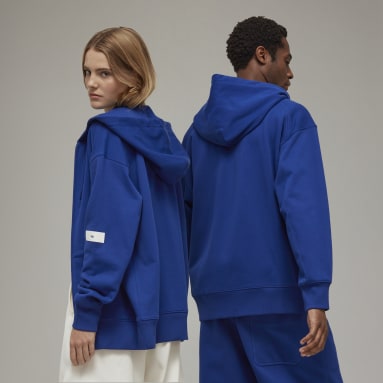 Veste à capuche zippée en molleton de coton bio Y-3 Bleu Y-3