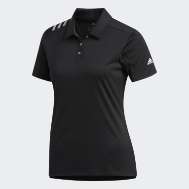 Women Golf Black 3-Stripes Shoulder Sport Shirt
