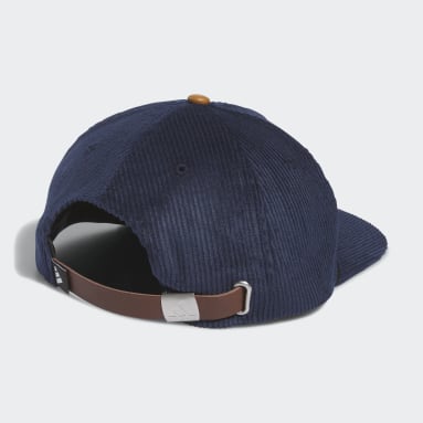 Corduroy Leather Five-Panel Rope Caps Blå