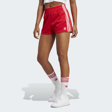 Button-front Shorts - Red - Ladies