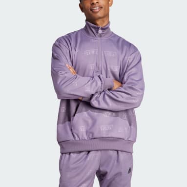 Sweat-shirt zip 1/4 motif en relief Pourpre Hommes Sportswear