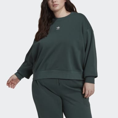Women's Originals Green Adicolor Essentials Crew Sweatshirt (Plus Size)