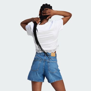 Playera corta Lace Trim Blanco Mujer Originals