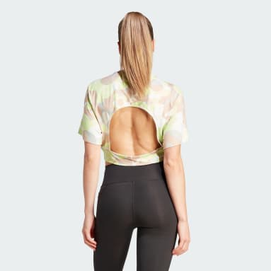 Polo Corto Train Essentials Estampado Floral Verde Mujer Training