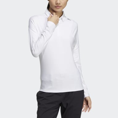 Women Golf White Long Sleeve Stretch Polo Shirt