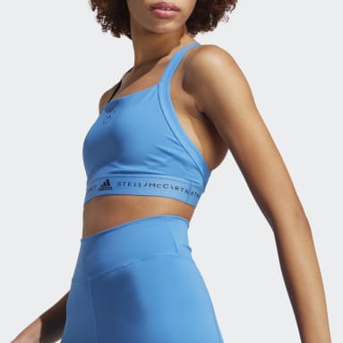 Light support sports bra, blue, Adidas Performance