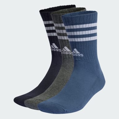 Lifestyle Blue 3-Stripes Cushioned Crew Socks 3 Pairs