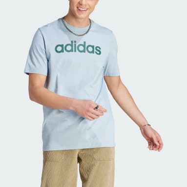 Men Sportswear Blue Essentials Single Jersey Linear Embroidered Logo Tee