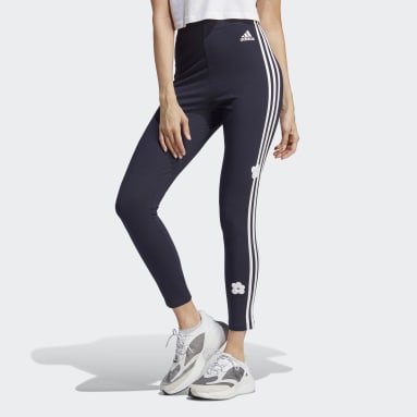 Dames Sportswear 3-Stripes High-Rise Cotton Legging met Chenille Bloemenpatches