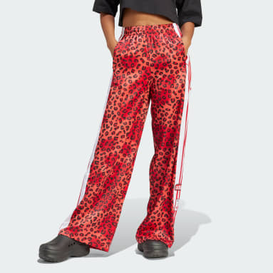 Spodnie dresowe adidas Originals Leopard Luxe Wide Leg Adibreak Czerwony
