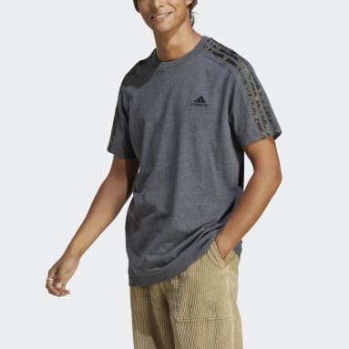 Polera Essentials 3 Tiras Tejido Jersey Gris Hombre Sportswear
