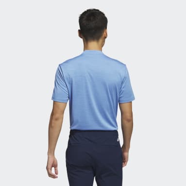 Men Golf Blue Textured Stripe Golf Polo Shirt