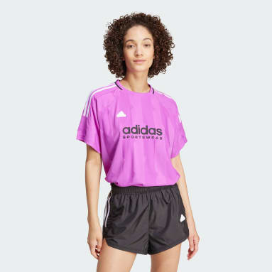 Áo Thun Boyfriend Jacquard 3 Sọc Ngắn Tiro