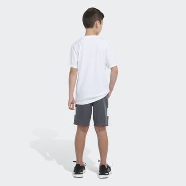Youth Sportswear Grey Elastic Waistband Sportswear Color Block Shorts