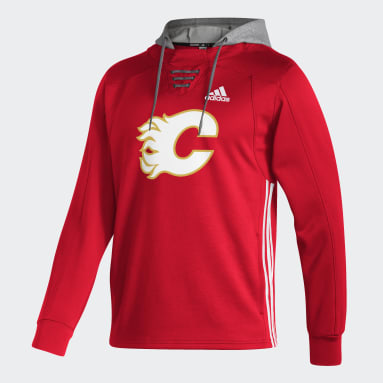 Sweat-shirt à capuche Flames Skate Lace rouge Hommes Hockey