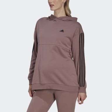 Ženy Sportswear fialová Mikina s kapucňou Essentials Cotton 3-Stripes (tehotenská)