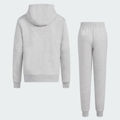 Youth Training Grey Two-Piece Long Sleeve Hooded Pullover & Elastic Waistband Jogger Set