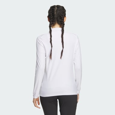 Women Golf White Stretch Long Sleeve Polo Shirt