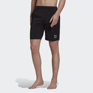 Men Swimming Black Classic-Length Solid Swim Shorts