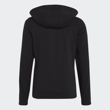 Buzo con Capucha Essentials 3 Rayas Cierre Frontal Negro Niña Sportswear