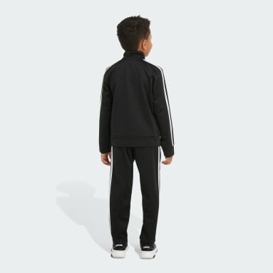 Children Lifestyle Black Colorblock Tricot Track Set