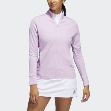 Women Golf Purple Textured Full-Zip Jacket