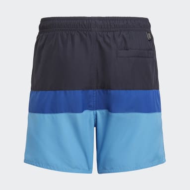Boys Swimming Blue Colorblock Swim Shorts