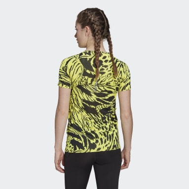 T-shirt de running imprimé intégral Fast Jaune Femmes Running
