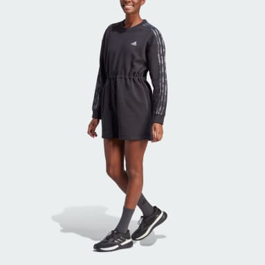Vestido Floral Graphic Fleece 3 bandas Negro Mujer Sportswear