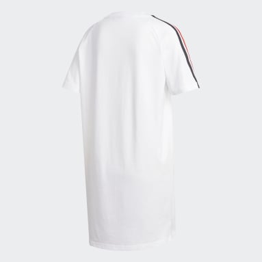 Vestido camiseta 3 bandas Blanco Mujer Originals