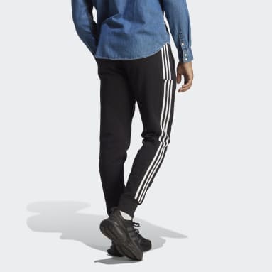 Essentials French Terry Tapered Cuff 3-Stripes Pants Czerń