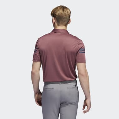 Men Golf Burgundy 3-Stripes Polo Shirt
