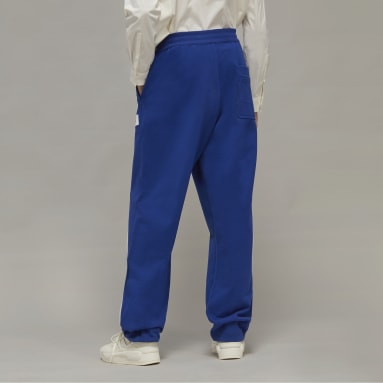 Pantalon droit en molleton de coton bio Y-3 Bleu Hommes Y-3