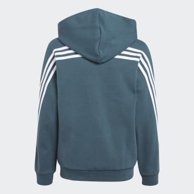 Kids Sportswear Turquoise Future Icons 3-Stripes Full-Zip Hooded Track Top