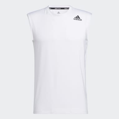Camiseta Ajustada Techfit Sin Mangas Blanco Hombre Training