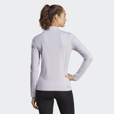 Ženy Tréning A Fitnes fialová Top Techfit Quarter-Zip Long Sleeve Training