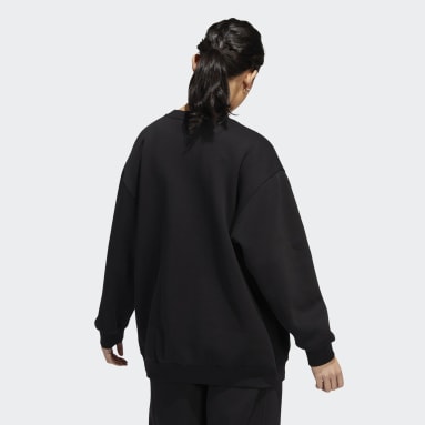 Sudadera cuello redondo All-Season Fleece Oversized Negro Mujer Sportswear