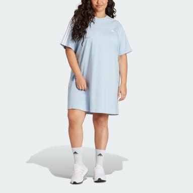 Women's Sportswear Blue Essentials 3-Stripes Single Jersey Boyfriend Tee Dress (Plus Size)