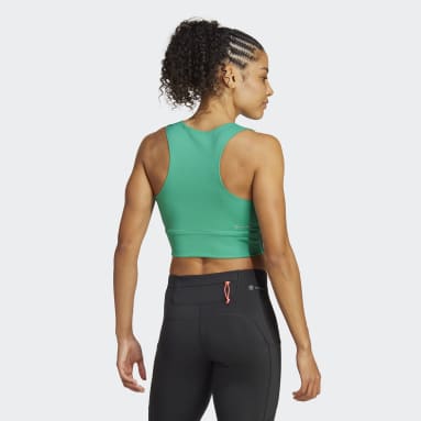Crop top Run Icons 3-Stripes Cooler Running Vert Femmes Running