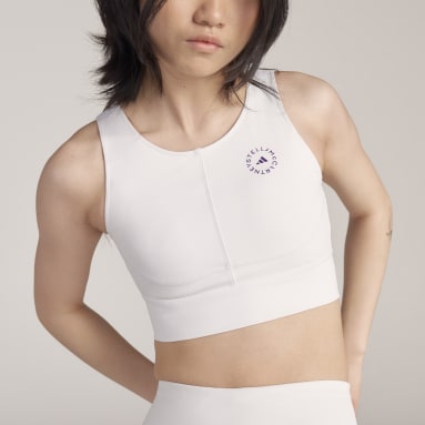 Women Gym & Training White adidas by Stella McCartney TruePurpose Training Crop Top