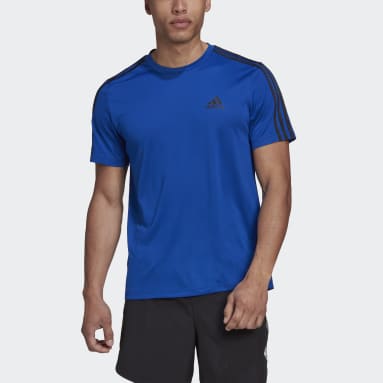 Remera AEROREADY Designed To Move Sport 3 Tiras Azul Hombre Training