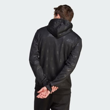Men Sportswear Black Embossed adidas Polar Fleece Full-Zip Track Top