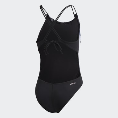 Women Swimming Black Sports Performance Watch My Back Swimsuit