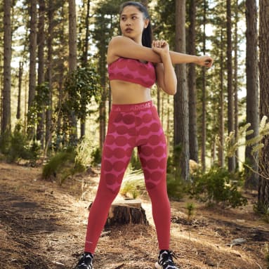 Calzas Largas Techfit Marimekko Tiro Alto Rojo Mujer Training