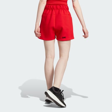 Red shorts women - Plus size active shape wear - 2 back pockets