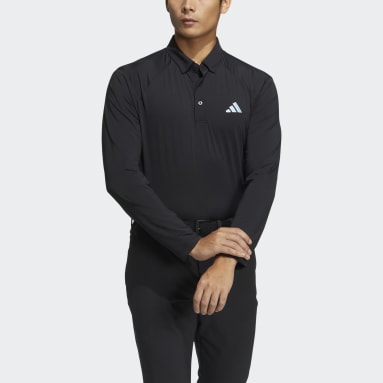 Men Golf Black AEROREADY Lightweight Long Sleeve Polo Shirt